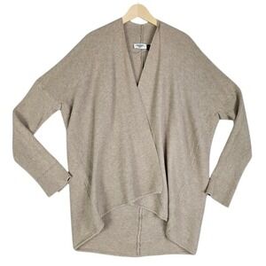 Retrod Women's Ribbed Knit Cocoon Cardigan Open Front Draped Beige Oatmeal M